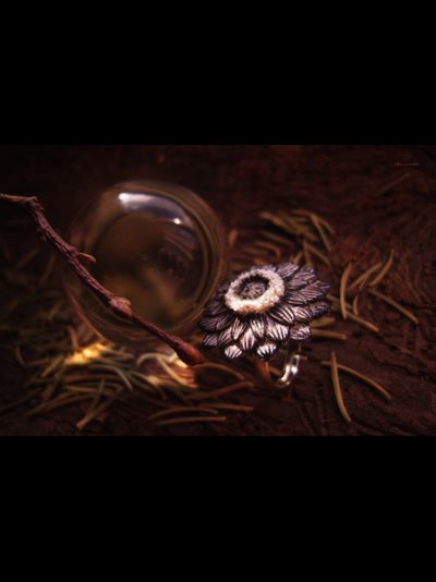 Кольцо-цветок &quot;Ночная Снежинка&quot;