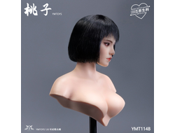 Женская голова (скульпт) с черным каре и подвижными глазами - 1/6 scale Asian female head sculpt with movable eyes Taozi (YMT114A) - YMTOYS