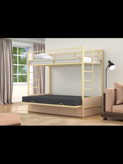 Двухъярусная кровать-диван Дакар 1 Слоновая кость (вставки Дуб молочный)