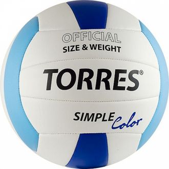 Мяч волейбольный TORRES Simple Color цв.белый-голубой-синий р.5