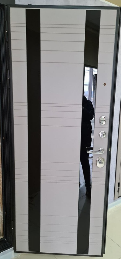 VENMAR (ВЕНМАР). НЕКСТ 100 мм. СТАЛЬ 1,8 мм. ТРЕХКОНТУРНАЯ. ЧЕРНЫЙ КВАРЦ/ СОФТ СЕРЫЙ со ВСТАВКАМИ ИЗ ЧЕРНОГО СТЕКЛА Lacobel