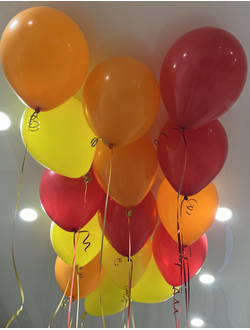 Шары красный, жёлтый, оранжевый 15 шт под потолок