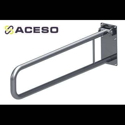 Поручень откидной для унитаза,  длина 800 мм настенный для унитаза двойной с фиксатором к стене