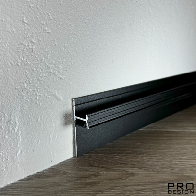 Теневой плинтус скрытого монтажа Pro Design 7209 Черный Муар RAL 9005