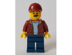 Man, Dark Red Jacket with Bright Light Blue Shirt, Dark Blue Legs, Dark Red Cap with Hole, Moustache Taxi Driver, n/a (cty1043)