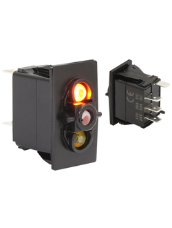Клавишный выключатель, 2 светодиода, трехпозиционный, без клавиши