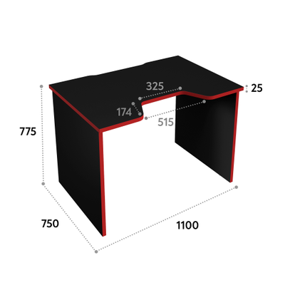 Стол геймерский С-241 черный шагрень/красный