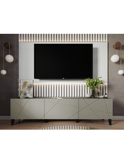 ТВМ-10 Тумба под ТВ Графит Серый/ МДФ Панакота