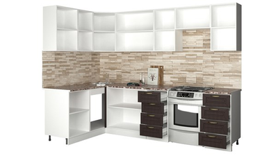 Кухня "Агава" 1,4х2,8м угловая МДФ ( лиственница светлая)