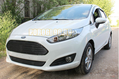 Защита радиатора Ford Fiesta MK6 (рестайлинг) 2015- black верх PREMIUM