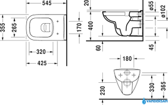 Подвесной унитаз DURAVIT D-code 45700900A1 с сиденьем