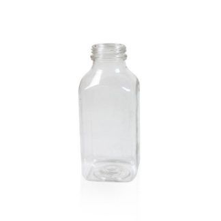 Бутылка ПЭТ 0,3л квадратная прозрачная с крышкой широкое горло 38мм(уп. 100шт)