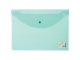 Папка-конверт с кнопкой STAFF, А4, до 100 листов, прозрачная, зеленая, 0,12 мм, 225171