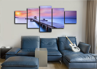 Модульная картина "Закат на причале"