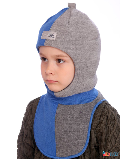 Шапка-шлем  21101-03, цвет ярко-синий,серый р. 52-54