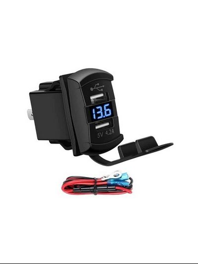 Автомобильная розетка Unity 4x4 с двумя USB-портами и вольтметром, 12-24 В