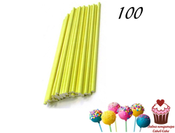 Палочки для леденцов и кейк-попс бумажные Желтые, 100 шт.