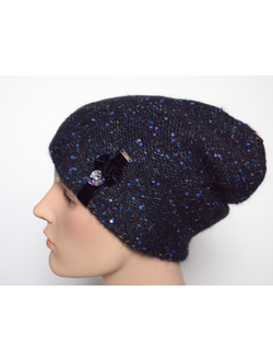 Синяя меланжевая шапка с украшением Vizio Италия 6926 CL