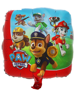 Шар фольгированный с гелием в виде квадрата "Щенячий патруль" 45см