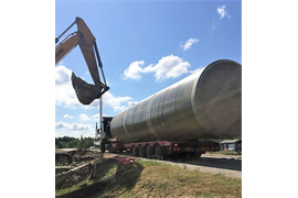Противопожарная емкость из стеклопластика объемом 108 куб м. Монтаж.