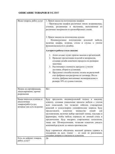 Адаптивный бизнес-план для соцконтракта под стол заказов корпусной мебели
