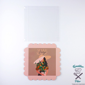 Коробка для кондитерских изделий с PVC крышкой «Make today magic», 18 × 18 × 3 см