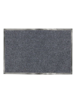 Коврик входной ворсовый влаго-грязезащитный ЛАЙМА, 90х120 см, ребристый, толщина 7 мм, серый, 602872