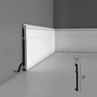 Плинтус ORAC Decor SX156, дюрополимерный, влагостойкий, ударопрочный, под покраску, длина 2 метра