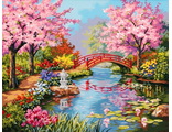 Мост в цветущем саду Ah5176 (алмазная мозаика)  mp-mo avmn