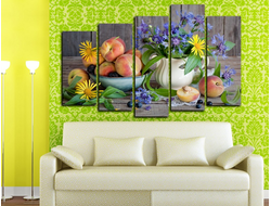 Модульная картина "Персики с цветами"