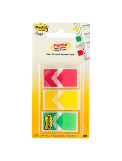 Клейкие закладки Post-it Стрелки пластиковые 3 цвета по 20 листов 24x43 мм в диспенсере
