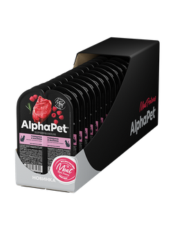AlphaPet (АльфаПет) Superpremium влажный корм (пауч) для взрослых кошек говядина и малина в соусе, 80 г