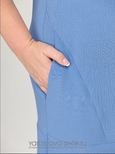 Нарядное платье голубого цвета шифон с ажурной вышивкой