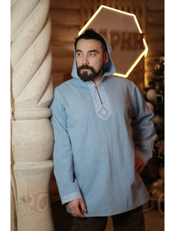 Рубаха с капюшоном «Утро Сварога» небесная