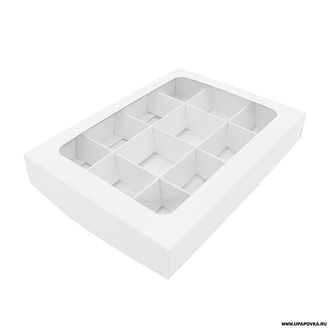 Коробка для конфет Белый 12 шт (195 х 145 х 30 мм) Крышка - Дно