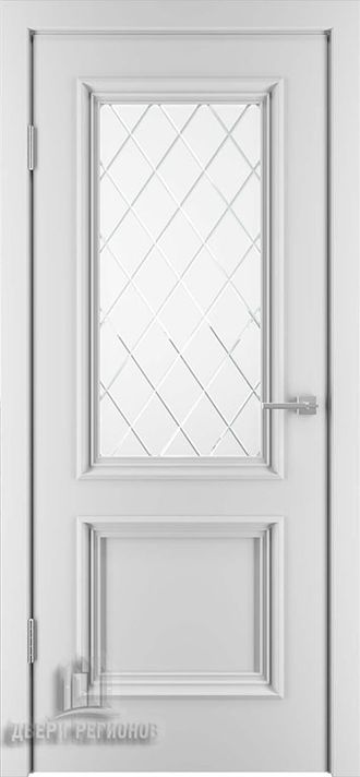 Межкомнатная дверь "Бергамо-4" Эмаль белая (Ral 9003) (стекло)