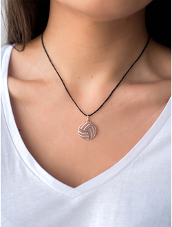 Кулон "Волейбольный мяч с синими фианитами"