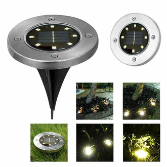 Садовый светильник на солнечной батарее Disk Lights 8 Led (4 шт) ОПТОМ