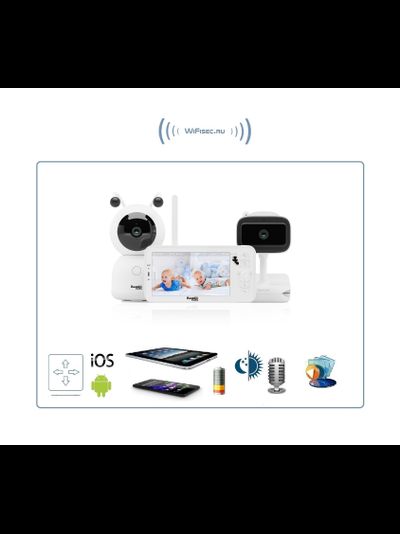 Видеоняня Ramili Baby RV100VRC400C, монитор и 1 поворотная и 1 фиксированная видеокамера, двухрежимная видеоняня, с DVR. HD