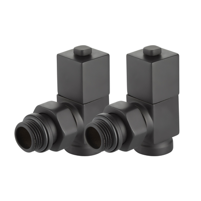 Набор дизайн-вентилей Royal Thermo CUBE, угловой (чёрный) 1/2"