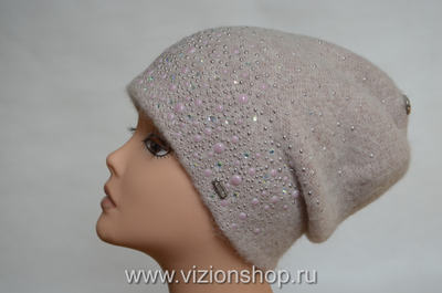 Вязаная шапка женская осень - зима 2018 - 2019 Vizio Италия 6110 розовая