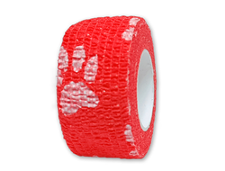 Бандажный эластичный бинт - красный белые лапки (2,5 см)