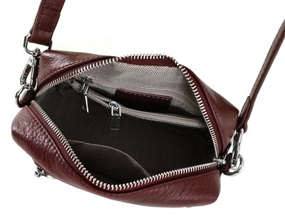 (АРТИКУЛ: 8395) СУМКА ЖЕНСКАЯ, МАЛЕНЬКАЯ, НАТУРАЛЬНАЯ КОЖА, БОРДОВАЯ "СПЕЛАЯ ВИШНЯ", С НАРУЖНЫМИ КАРМАНАМИ, С ПЛЕЧЕВЫМ РЕМНЕМ