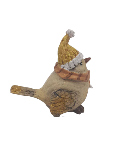 Фигурка декоративная "Птичка", бежевая с вытянутой шапкой