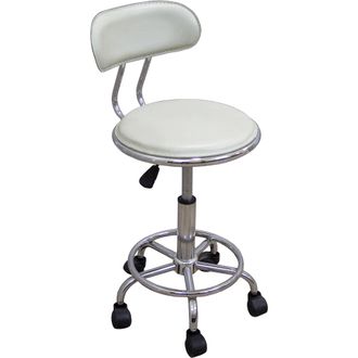 Стул-кресло для специалистов, каркас хром, прессованная и/кожа слоновая кость