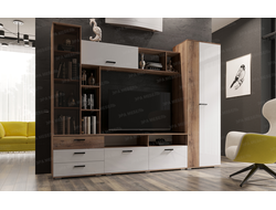 ЛДСП Гостиная КРОКУС Дуб Делано-Белый глянец