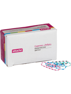 Скрепки Attache, 28, полимерное, овальная, 100 шт, в картонной упаковке (разноцветный)