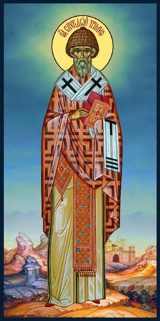 Спиридон Тримифунтский, святитель. Рукописная мерная православная икона.