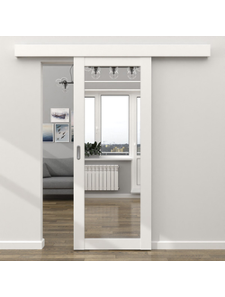 СДВИЖНАЯ ДВЕРЬ (КУПЕ)/ OPTIMA PORTE/ TURIN 501.2/ ЗЕРКАЛО О ОДНОЙ СТОРОНЫ/ БЕЛЫЙ МОНОХРОМ