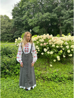 Рубашка конопляная "Розы"